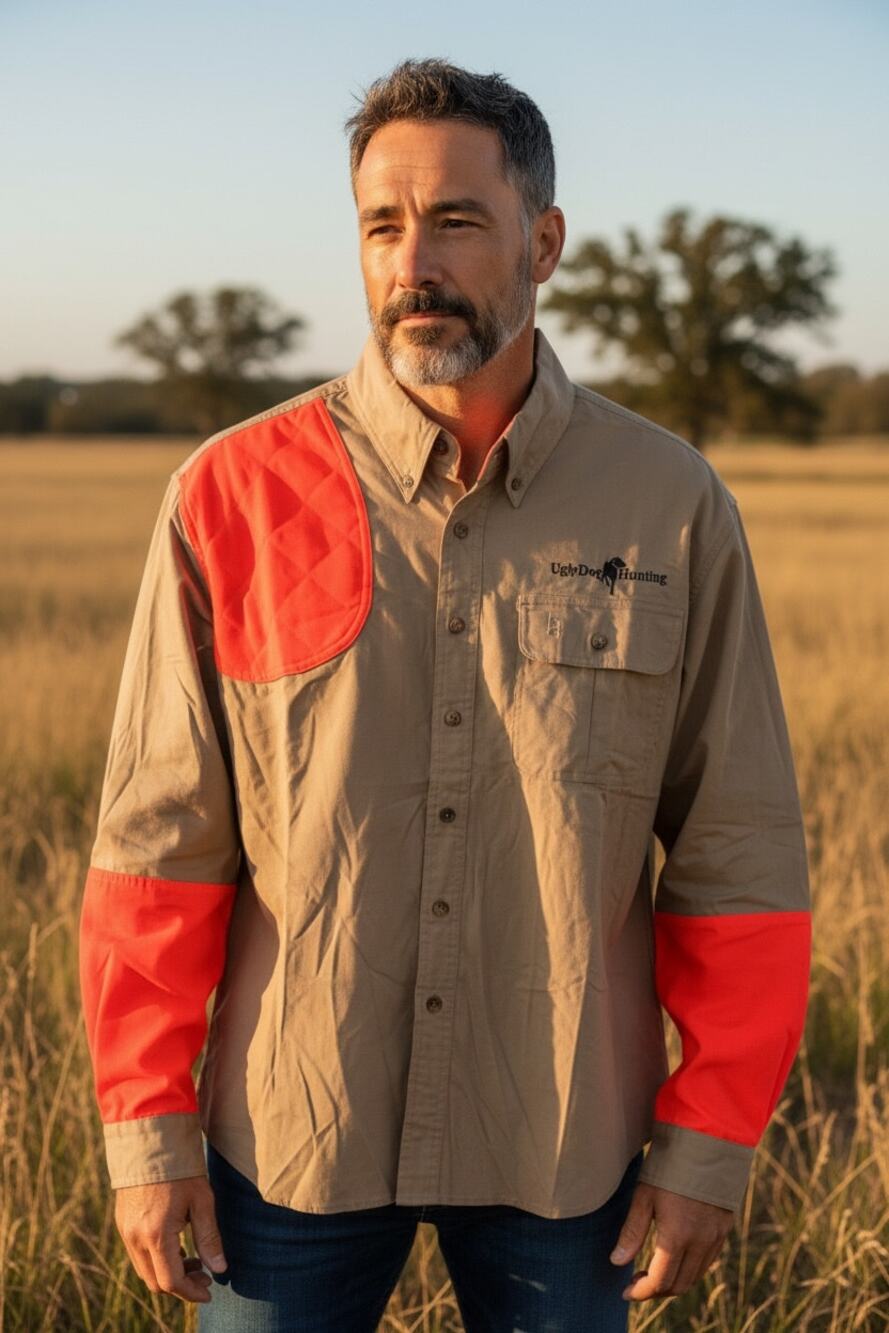 Bob Allen Men's Upland High Prairie Hunting Shooting Shirt Blaze Orange Tan XL